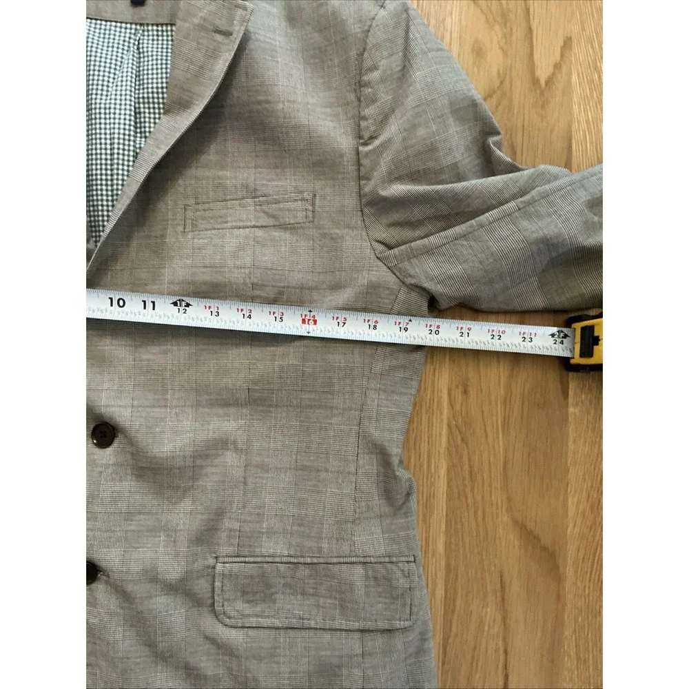Banana Republic Tailored Fit Blazer 40R Gray‎ Glen Plaid Cotton Stretch